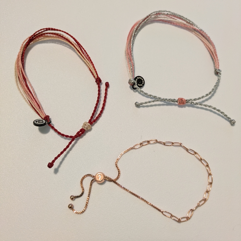 Pura Vida Red, Pink, and Gold Bracelet Set